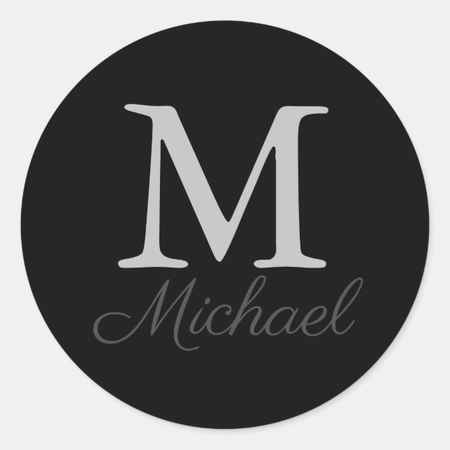 Monogram light fog classic round sticker (Front)