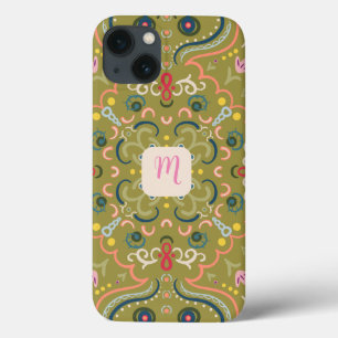 Monogram Light Green & Colourful iPhone 13 Case
