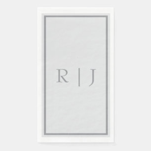 Monogram Light Grey Dark Grey Shade Cool Wedding Napkin