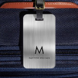 Monogram Light Grey Faux Metal Steel Styled Custom Luggage Tag<br><div class="desc">Monogram Light Grey Faux Metal Steel Styled Custom Luggage Tag</div>