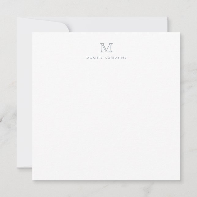 Monogram Light Grey Simple Modern Typography Card (Front)