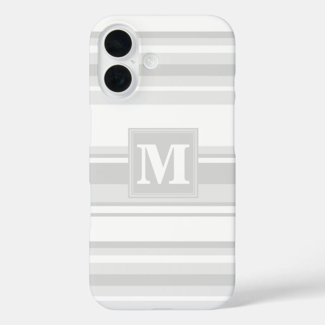 Monogram light grey stripes Case-Mate iPhone case (Back)