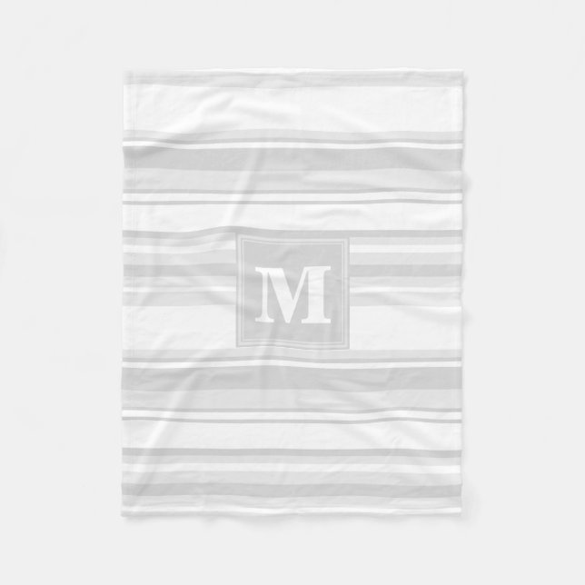 Monogram light grey stripes fleece blanket (Front)