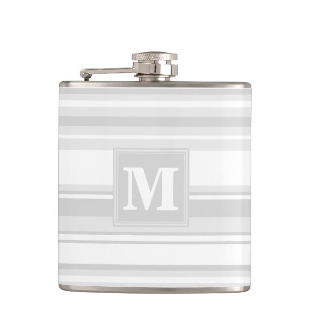 Monogram light grey stripes hip flask (Front)