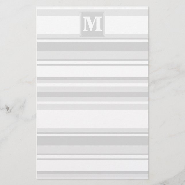 Monogram light grey stripes stationery (Front)