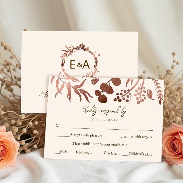 Monogram Light Peach Wedding RSVP Enclosure Card (Creator Uploaded)