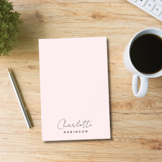 Monogram Light Pink Modern Minimalist  Post-it Notes (Creator Uploaded)