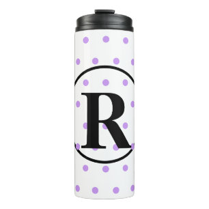 Monogram Light Purple Polka Dots Thermal Tumbler