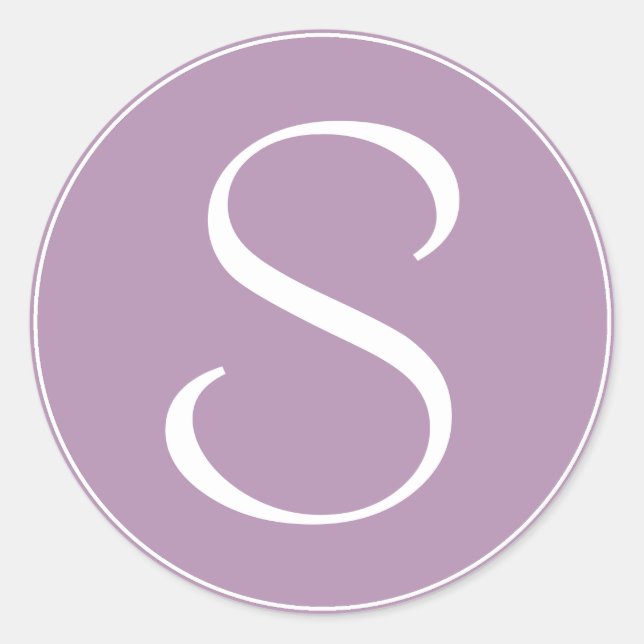Monogram Light Purple With White Ring BT Classic Round Sticker (Front)