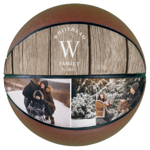 Monogram Light Wood Photo Collage Basketball