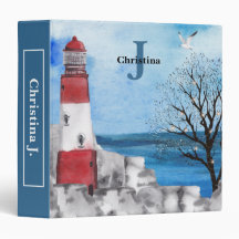 Monogram Lighthouse Watercolor Scene