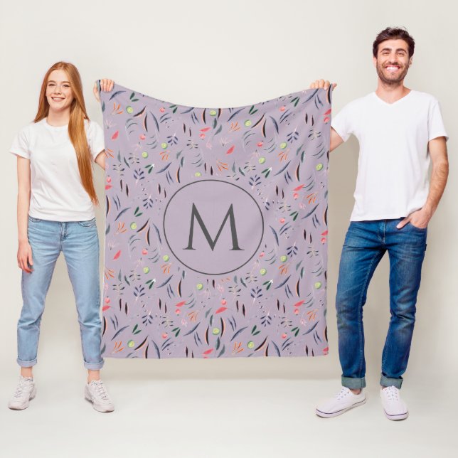 MONOGRAM Lilac Floral Fleece Blanket (In Situ)