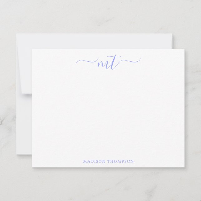 Monogram Lilac Lavender Personalised Stationery Card (Front)