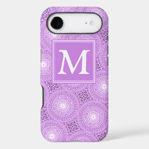 Monogram lilac purple circles pattern