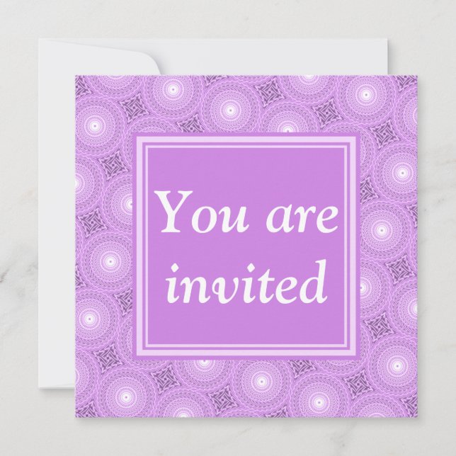Monogram lilac purple circles pattern invitation (Front)
