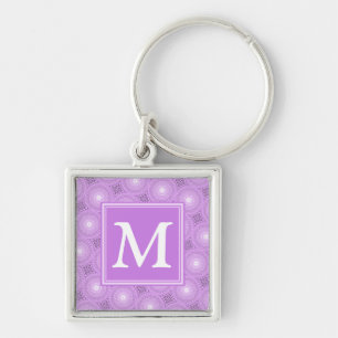 Monogram lilac purple circles pattern key ring