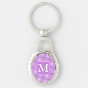 Monogram lilac purple circles pattern key ring