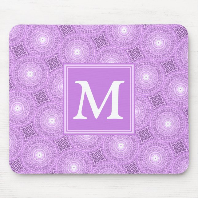 Monogram lilac purple circles pattern mouse mat (Front)