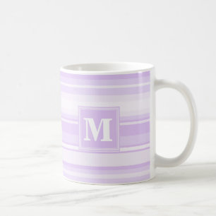 Monogram lilac stripes coffee mug