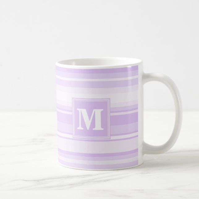 Monogram lilac stripes coffee mug (Right)