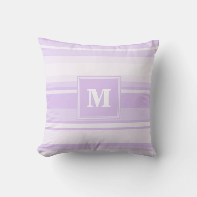 Monogram lilac stripes cushion (Front)