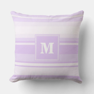 Monogram lilac stripes cushion