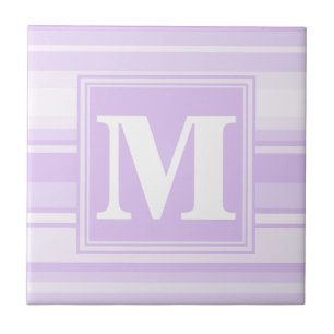 Monogram lilac stripes tile