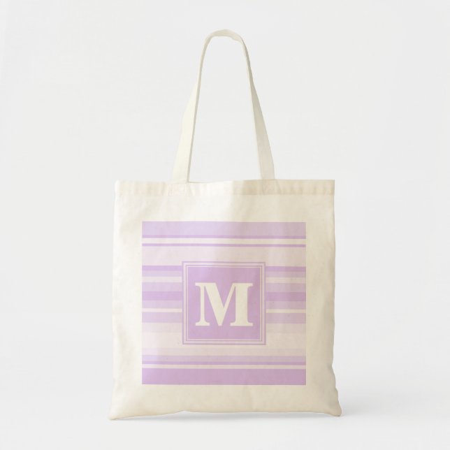 Monogram lilac stripes tote bag (Front)