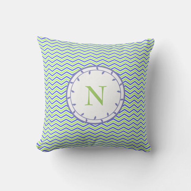 Monogram Lime and Lilac Throw Pilow Template Cushion (Front)