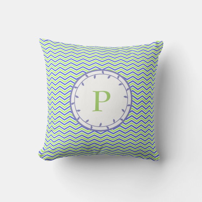 Monogram Lime and Lilac Throw Pilow Template Cushion (Front)