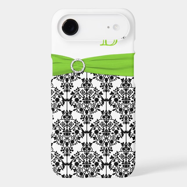 Monogram Lime Black White Damask iPhone 5 Vibe Case-Mate iPhone Case (Back)