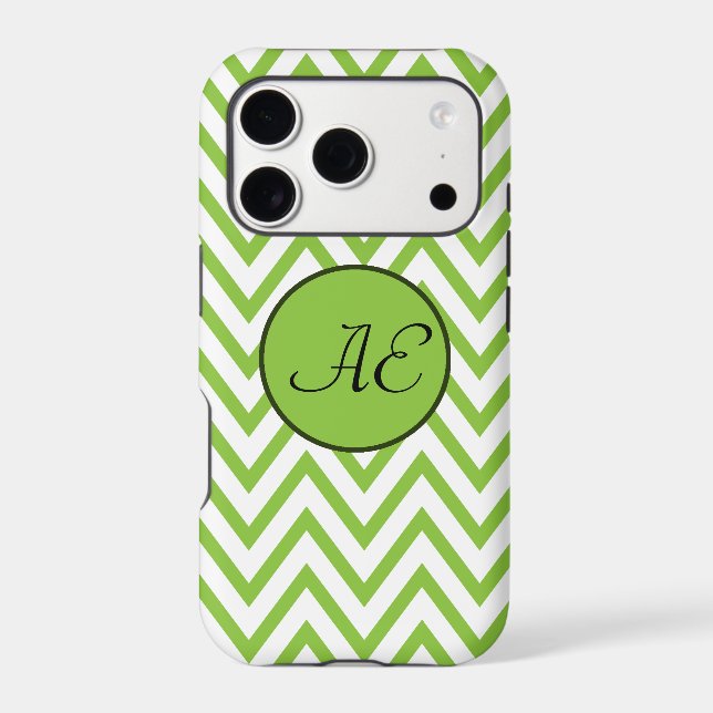 Monogram Lime Green Chevron Modern (Back)