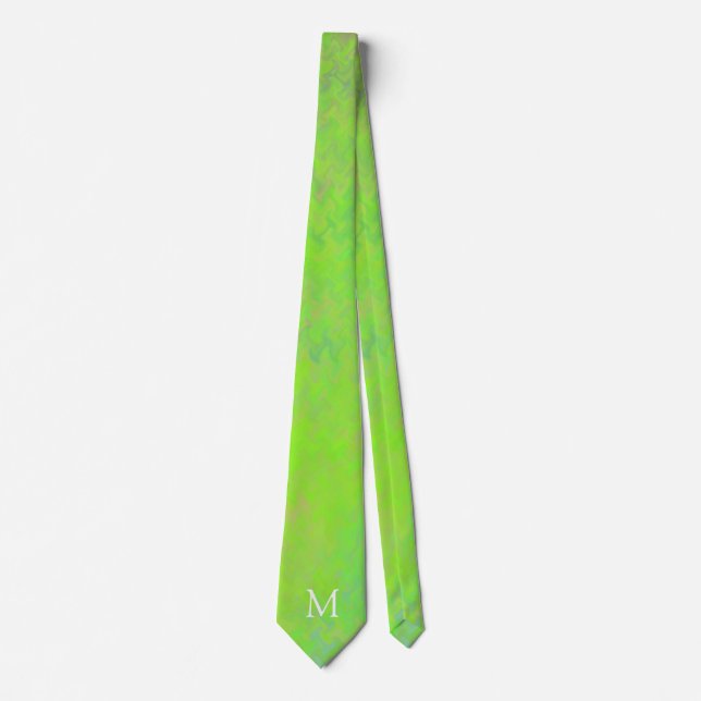 Monogram Lime Green Marbled Art Tie (Front)