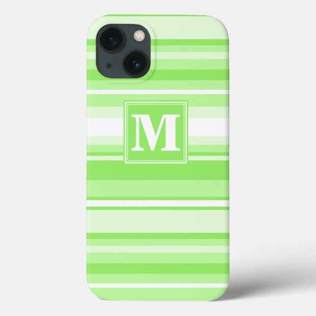 Monogram lime green stripes Case-Mate iPhone case (Back)