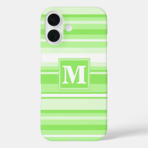 Monogram lime green stripes iPhone 16 case