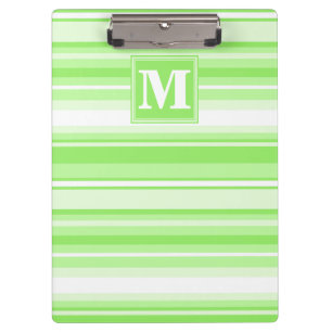 Monogram lime green stripes clipboard