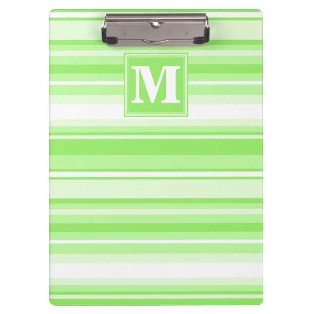 Monogram lime green stripes clipboard (Front)