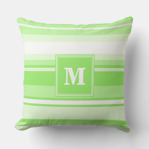Monogram lime green stripes cushion