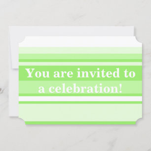 Monogram lime green stripes invitation