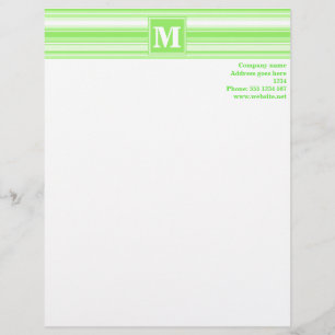Monogram lime green stripes letterhead template