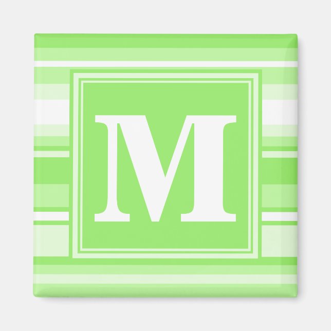 Monogram lime green stripes magnet (Front)