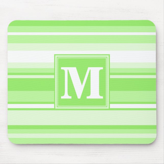 Monogram lime green stripes mouse mat (Front)