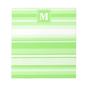 Monogram lime green stripes notepad