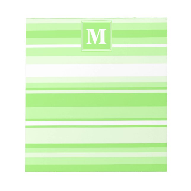 Monogram lime green stripes notepad (Front)