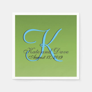 Monogram Lime Green Wedding Napkin