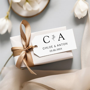 Monogram, Line-Art-Flower, Wedding Rubber Stamp