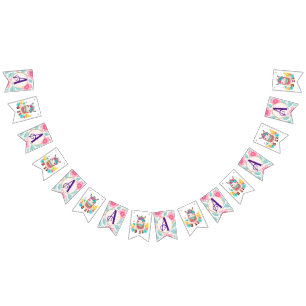 Monogram llama baby nursery wall art. bunting