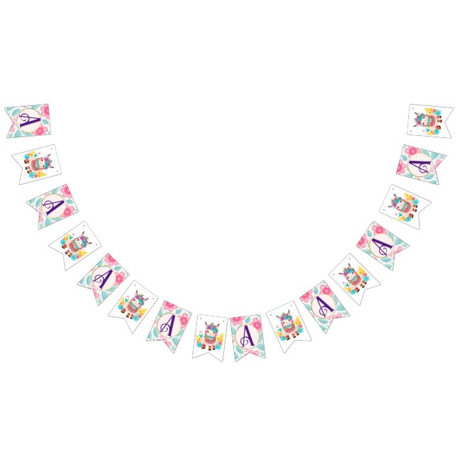 Monogram llama baby nursery wall art. bunting  (All)