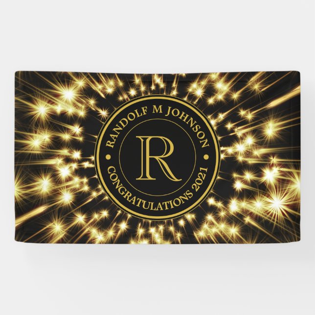 Monogram Logo 2021 Shooting Stars Gold Black Banner (Horizontal)