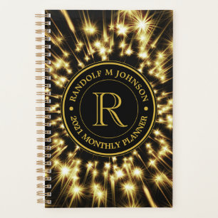 Monogram Logo 2021 Shooting Stars Gold Black Planner